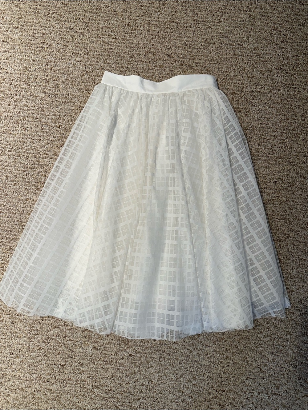 Women’s High Waist White Tulle Midi Skirt